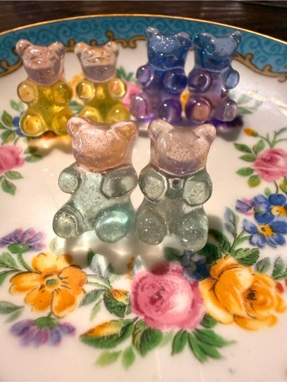 3 Pair of Pastel Multicolored Gummy Bear Earrings- Multicolor